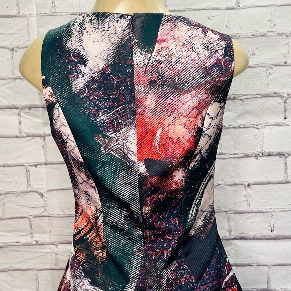 Prabal Gurung Womens Blue Orange Abstract Silk Mini Fit & Flare Dress Size 6 - Picture 6 of 12